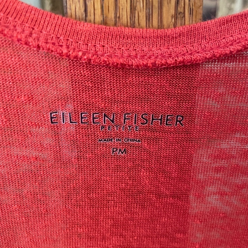 Eileen Fisher petite 100% linen slouch racer back tunic tank pockets PM orange - Picture 4 of 9